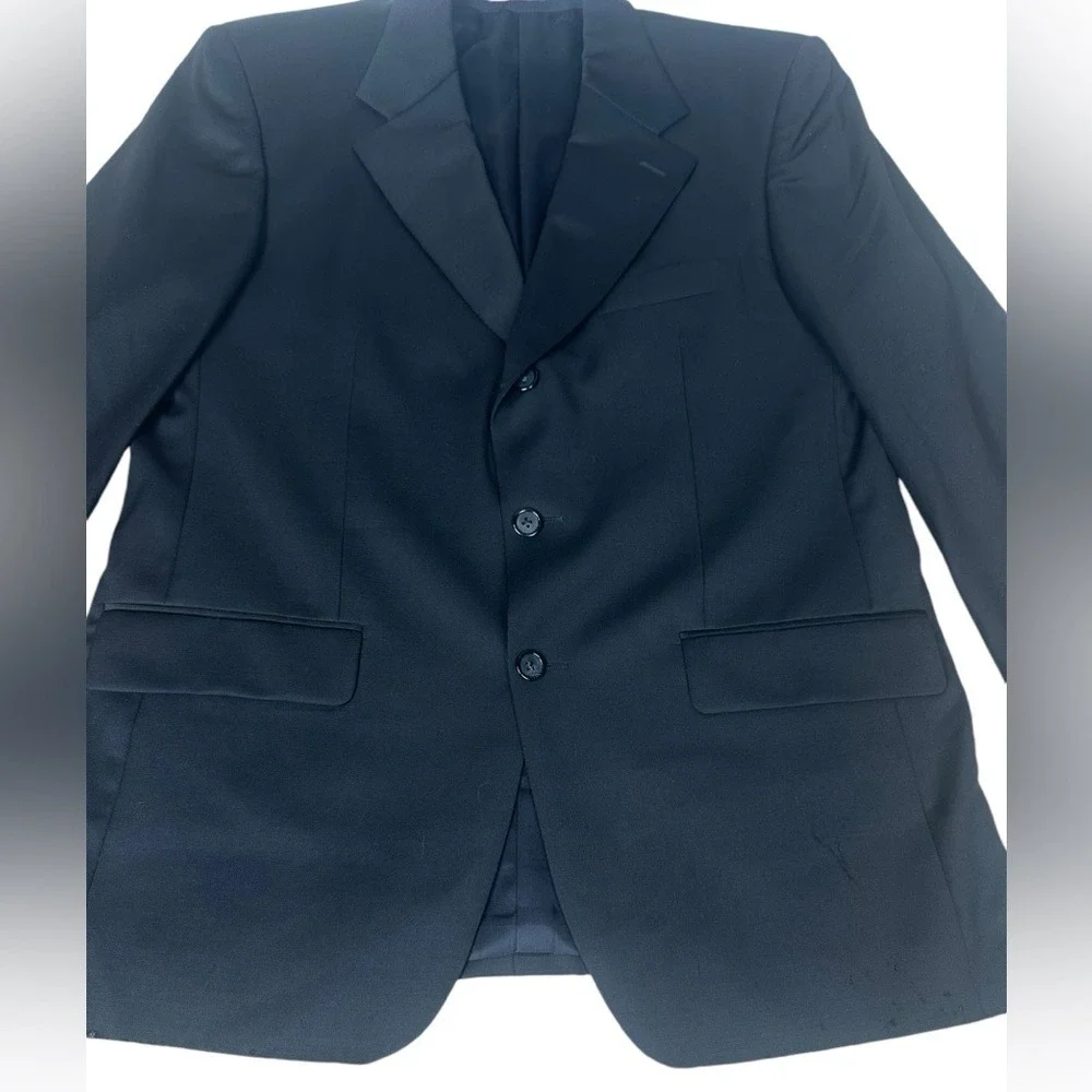 Yves Saint‎ Laurent Worsted Wool Blazer Sport Coat Mens 42R Black Union Made CA